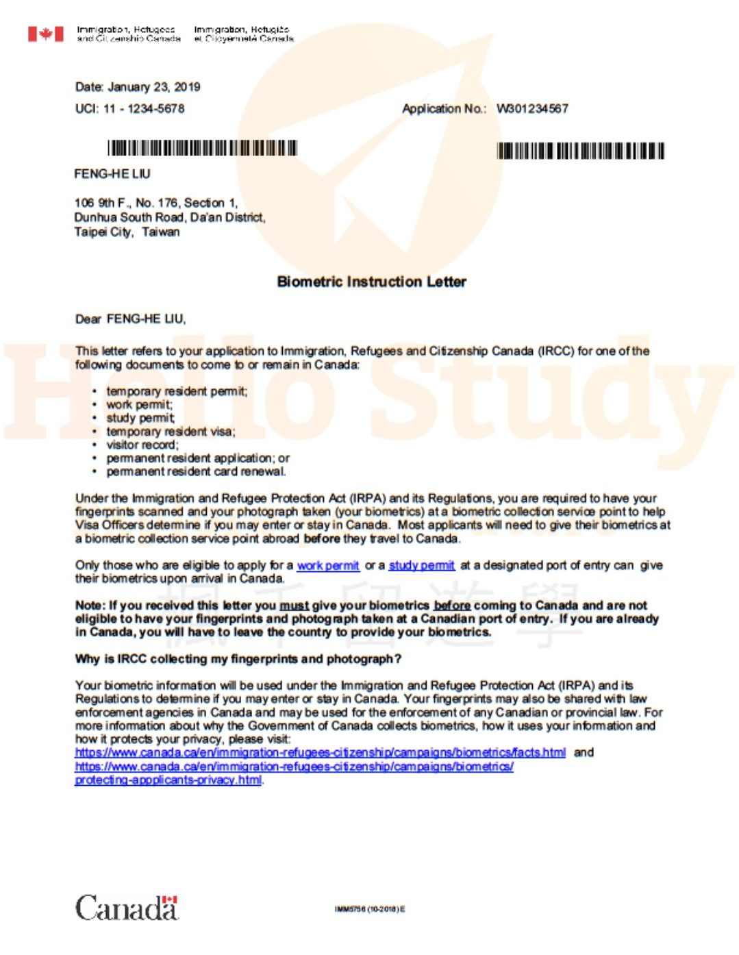 加拿大簽證申請Biometrics 生物特徵辨識資料【圖文範例教學】 - Hello Study 楓禾留遊學